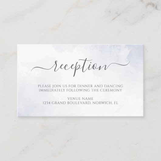 ほこりっぽいブルーウォーター色のフローラウェディングレセプション エンクロージャーカード (正面)