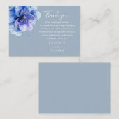 ほこりっぽいブルーウォーター色のフローラ結婚ズサンキュー プレイスカード (正面/裏面)