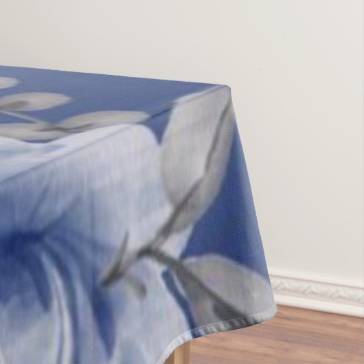 ほこりっぽいブルーウォーター色の牡丹タペストリー テーブルクロス (インサイチュ)
