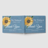 ほこりっぽいブルーウッドひまわり結婚の花ありがとう ゲストブック (全面)