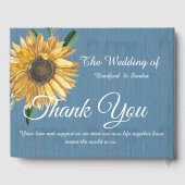 ほこりっぽいブルーウッドひまわり結婚の花ありがとう ゲストブック (裏面)