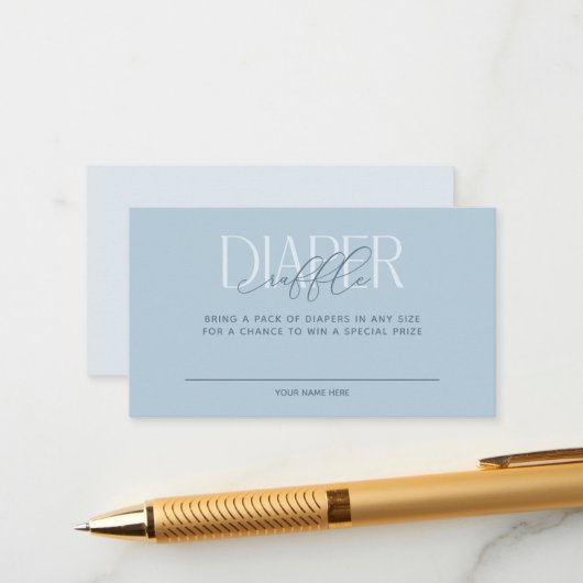 ほこりっぽいブルーエレガントおむつラッフル エンクロージャーカード (正面/裏面インサイチュ)