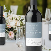 ほこりっぽいブルーエレガントなウェディングトースト ワインラベル