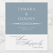 ほこりっぽいブルーエレガントなウェディングトースト ワインラベル (シングルラベル)