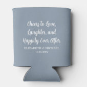 ほこりっぽいブルーエレガントな結婚式の応援を愛する 缶クーラー (裏面)