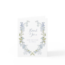 ほこりっぽいブルーエレガントガーデンシャワーサンキューカード