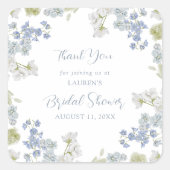 ほこりっぽいブルーエレガントガーデンヴィンテージシャワーありがとう スクエアシール (正面)