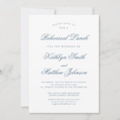 ほこりっぽいブルーエレガントクラシックスクリプトリハーサル昼食 招待状 (正面)