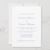 ほこりっぽいブルーエレガントクラシックミニマ結婚リスト 招待状 (正面)