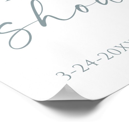 ほこりっぽいブルーエレガントフローラブライダルシャワーへようこそ ポスター (角)