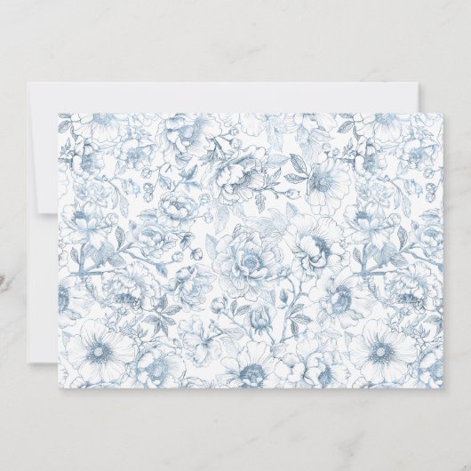 ほこりっぽいブルーエレガントフローラベビーシャワー招待状 招待状 (裏面)