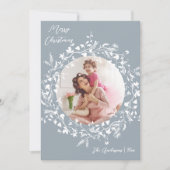 ほこりっぽいブルーエレガントボホワイルドフラワークリスマス シーズンカード (正面)