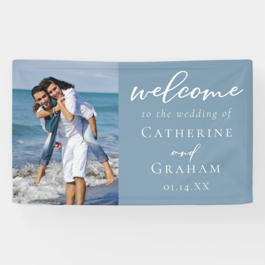 ほこりっぽいブルーカップル写真コースト結婚ーズ 横断幕 (横)