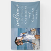 ほこりっぽいブルーカップル写真コースト結婚ーズ 横断幕 (縦)