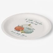 ほこりっぽいブルーカボチャ赤ちゃんシャワー ペーパープレート (アングル)