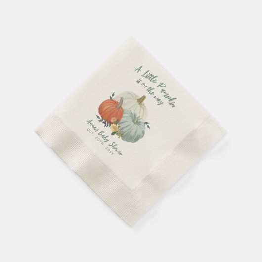 ほこりっぽいブルーカボチャ赤ちゃんシャワー 縁ありカクテルナプキン (角)