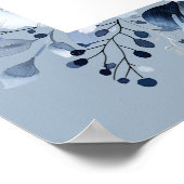 ほこりっぽいブルーカントリーフローラ赤ちゃんシャワー歓迎サイン ポスター (角)