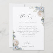 ほこりっぽいブルーガーデンフローラ結婚式レセプションテーブル サンキューカード (正面)