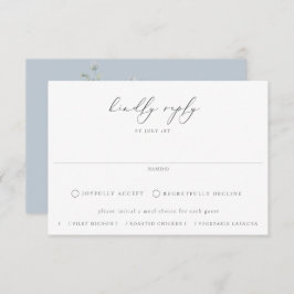 ほこりっぽいブルーガーデンフローラ食事の選択結婚ズ 出欠カード
