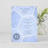 ほこりっぽいブルーガーリーサッカー誕生日チームパーティー 招待状 (スタンド正面)