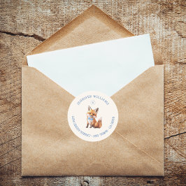 ほこりっぽいブルーキツネウッドランドベビーシャワー住所 シール