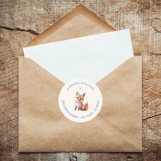 ほこりっぽいブルーキツネウッドランドベビーシャワー住所 シール