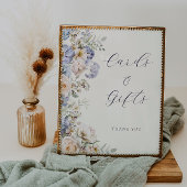 ほこりっぽいブルークリームフローラカードとギフトサイン ポスター