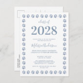 ほこりっぽいブルーグリッターポープリント卒業  インビテーションポストカード (正面/裏面)