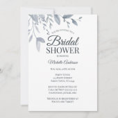 ほこりっぽいブルーグリーンリーウォーターカラーブライダルシャワー 招待状 (正面)
