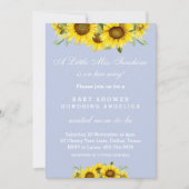 ほこりっぽいブルーサンフラワーベビーガールシャワー招待状 招待状 (正面)