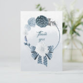 ほこりっぽいブルーシェード花リースサンキューカード サンキューカード (スタンド正面)