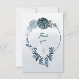 ほこりっぽいブルーシェード花リースサンキューカード サンキューカード