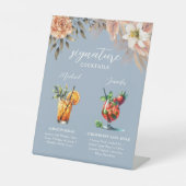 ほこりっぽいブルーシグネチャーカクテルバーサイン 台座サイン (正面)