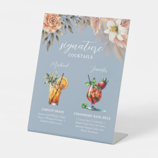 ほこりっぽいブルーシグネチャーカクテルバーサイン 台座サイン (正面)