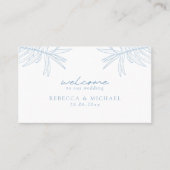 ほこりっぽいブルーシンプルの手描き植物体フラット プレイスカード (正面)