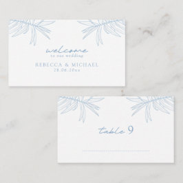 ほこりっぽいブルーシンプルの手描き植物体フラット プレイスカード