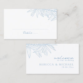 ほこりっぽいブルーシンプルの手描き植物体フラット プレイスカード