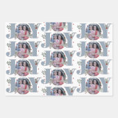 ほこりっぽいブルージョイとベリーのクリスマスホリデー写真 ラッピングペーパーシート (正面)