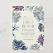 ほこりっぽいブルースキュクラントグリーンリーブライダルシャワー 招待状 (正面/裏面)