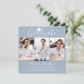 ほこりっぽいブルースクリプト卒業生4写真卒業 案内状 (スタンド正面)