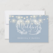 ほこりっぽいブルーストリングライトフローラ結婚ズ 出欠カード (裏面)