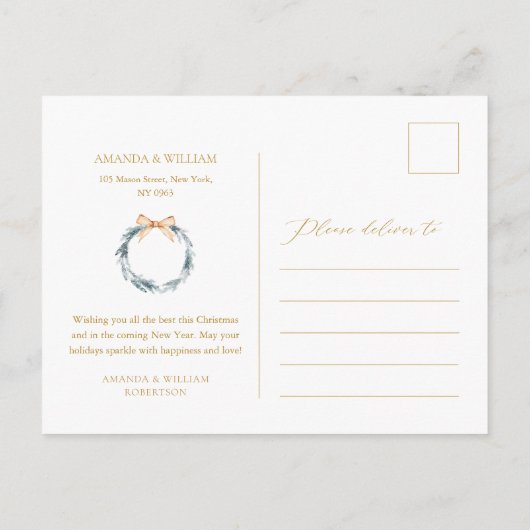 ほこりっぽいブルースノーフレークのクリスマスポストカード インビテーションポストカード (裏面)