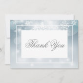 ほこりっぽいブルースノーフレークモダンスカイ結婚ズ サンキューカード (正面)