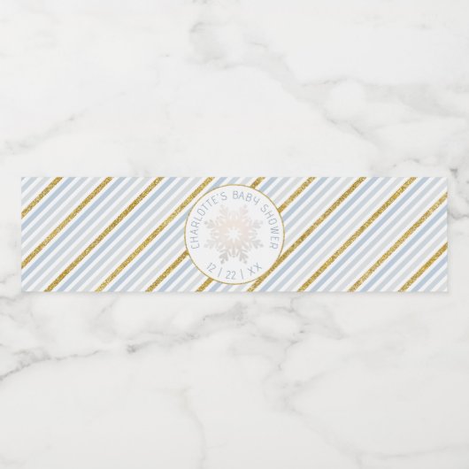 ほこりっぽいブルースノーフレーク赤ちゃんシャワー水ラベル ペットボトルラベル (シングルラベル)