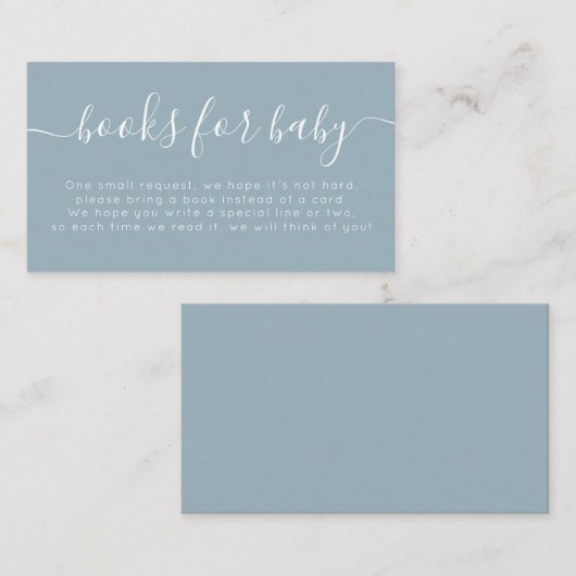 ほこりっぽいブルータイポグラフィ赤ちゃんシャワーベビー本 エンクロージャーカード (正面/裏面)