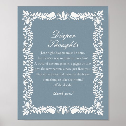 ほこりっぽいブルータラベラタイルおむつ思考シャワー ポスター (正面)