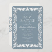 ほこりっぽいブルータラベラタイルフィエスタボーイベビーシャワー 招待状 (正面/裏面)