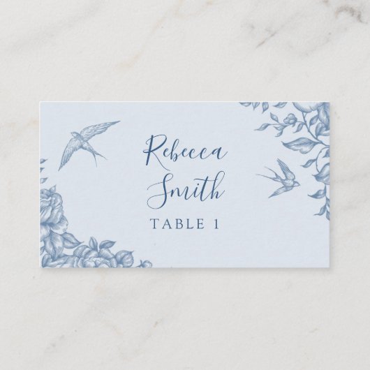 ほこりっぽいブルーチノイスリーベビーシャワー座席表 プレイスカード (裏面)