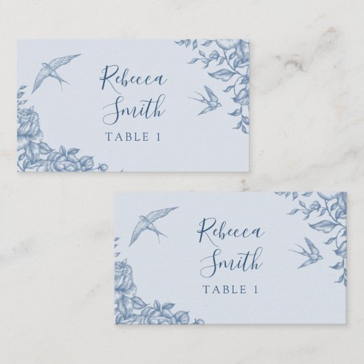 ほこりっぽいブルーチノイスリーベビーシャワー座席表 プレイスカード (正面/裏面)