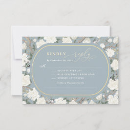 ほこりっぽいブルーチャイノエリーアイボリー花花結婚式RSVP カード